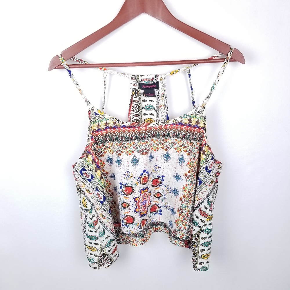 Mimmer Boho Festival Strappy Back Crop Top Sz L